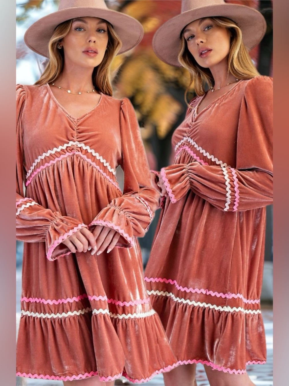 Easel | Sugar & Spice Gingerbread Velvet Tunic Dress Boho Bohemian NWT New Large